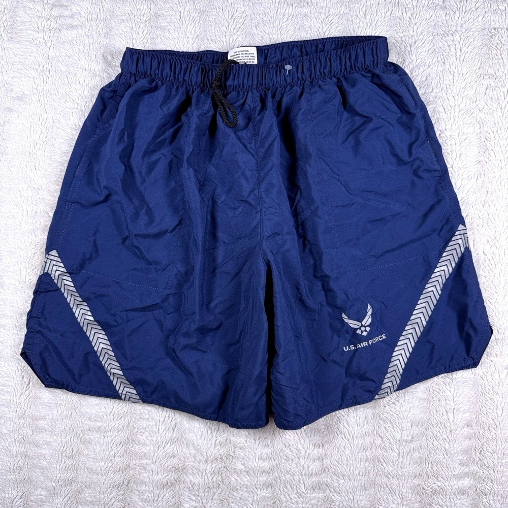 US Air Force IPTU Physical Training Trunks Shorts Blue Reflective Mens M NWOT